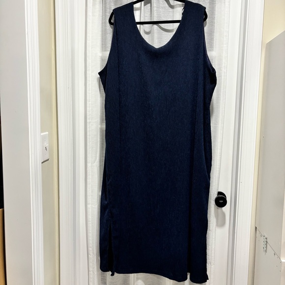 Selection by Ulla Popken Textured Gauzy Stretch Sleeveless Navy Blue Dress 28/30 - Picture 1 of 14